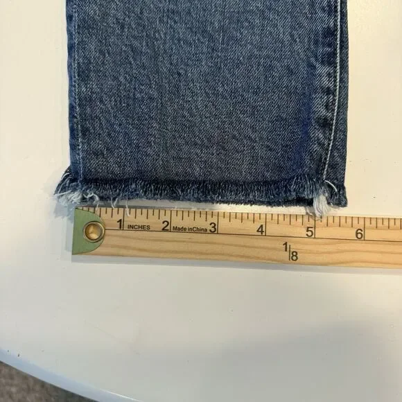 AGOLDE Toni Straight Ankle Jeans Women's Size 25 Distressed Raw Hem Medium Wash - Picture 9 of 10